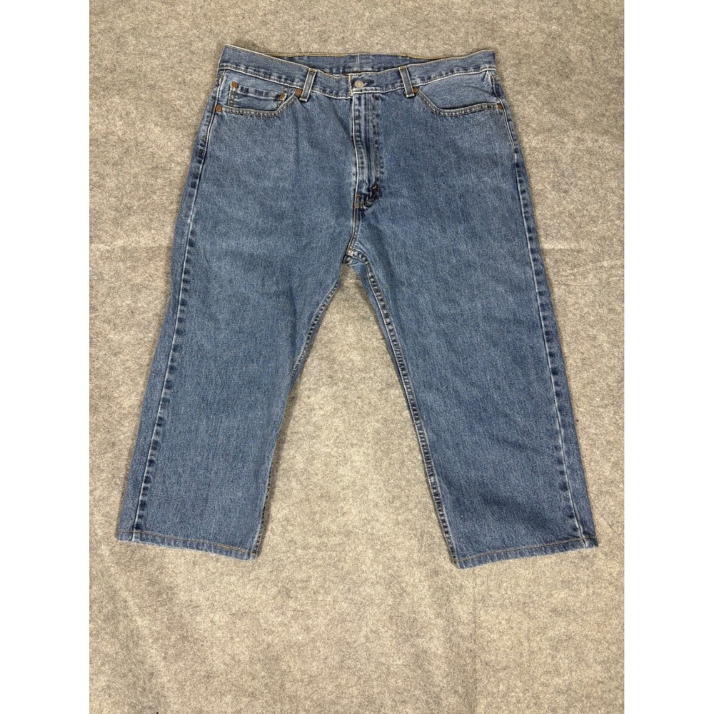 Levi Strauss 505 Mens Jeans W40 L30 Straight Fit Blue Denim Casual Hemmed
